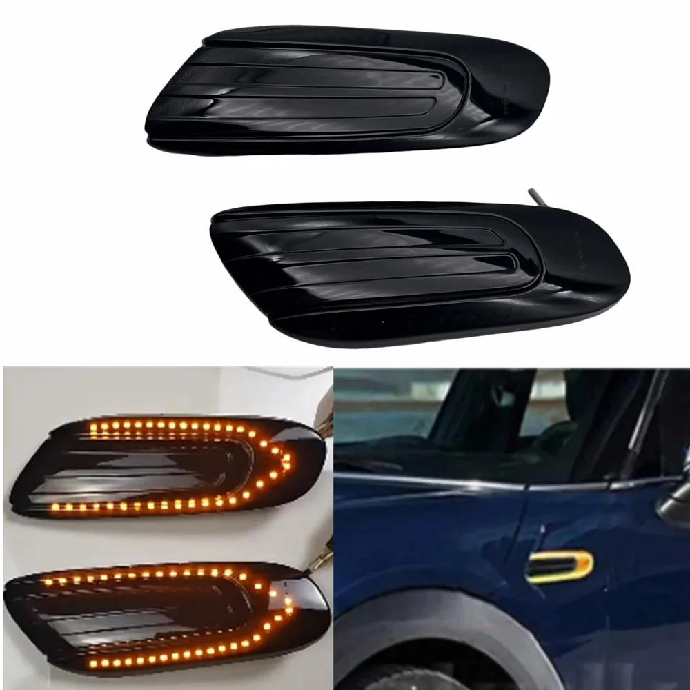 

Светодиодный 2 шт. автомобильный динамический боковой габаритный фонарь, указатель поворота, последовательный габаритный фонарь на крыло для Mini Cooper One F55 F56 F57