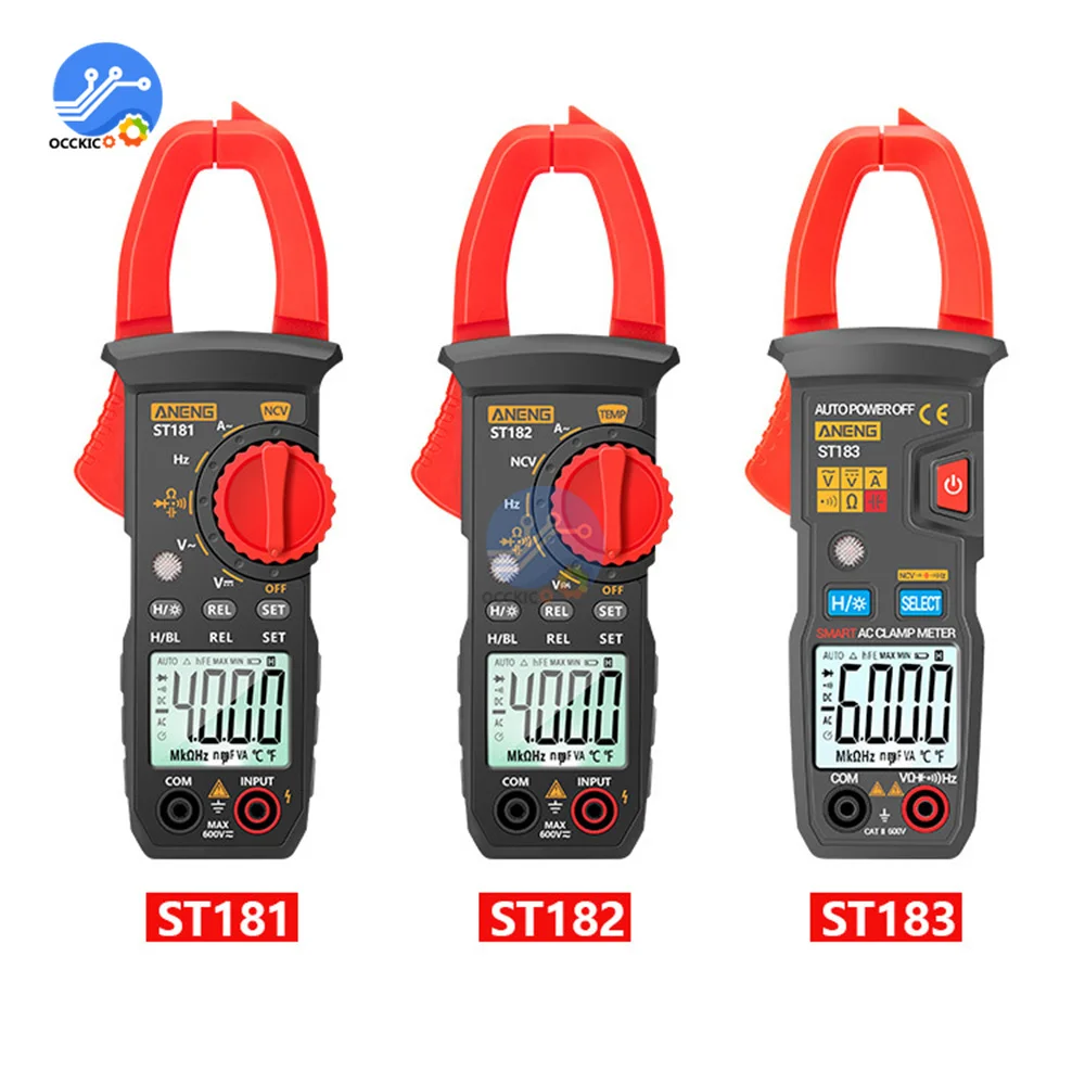 ST181 ST182 ST183 Digital Clamp Meter 400A 600A Counts True RMS Multimeter DC/AC Voltage Tester Hz Capacitance NCV Ohm Tests