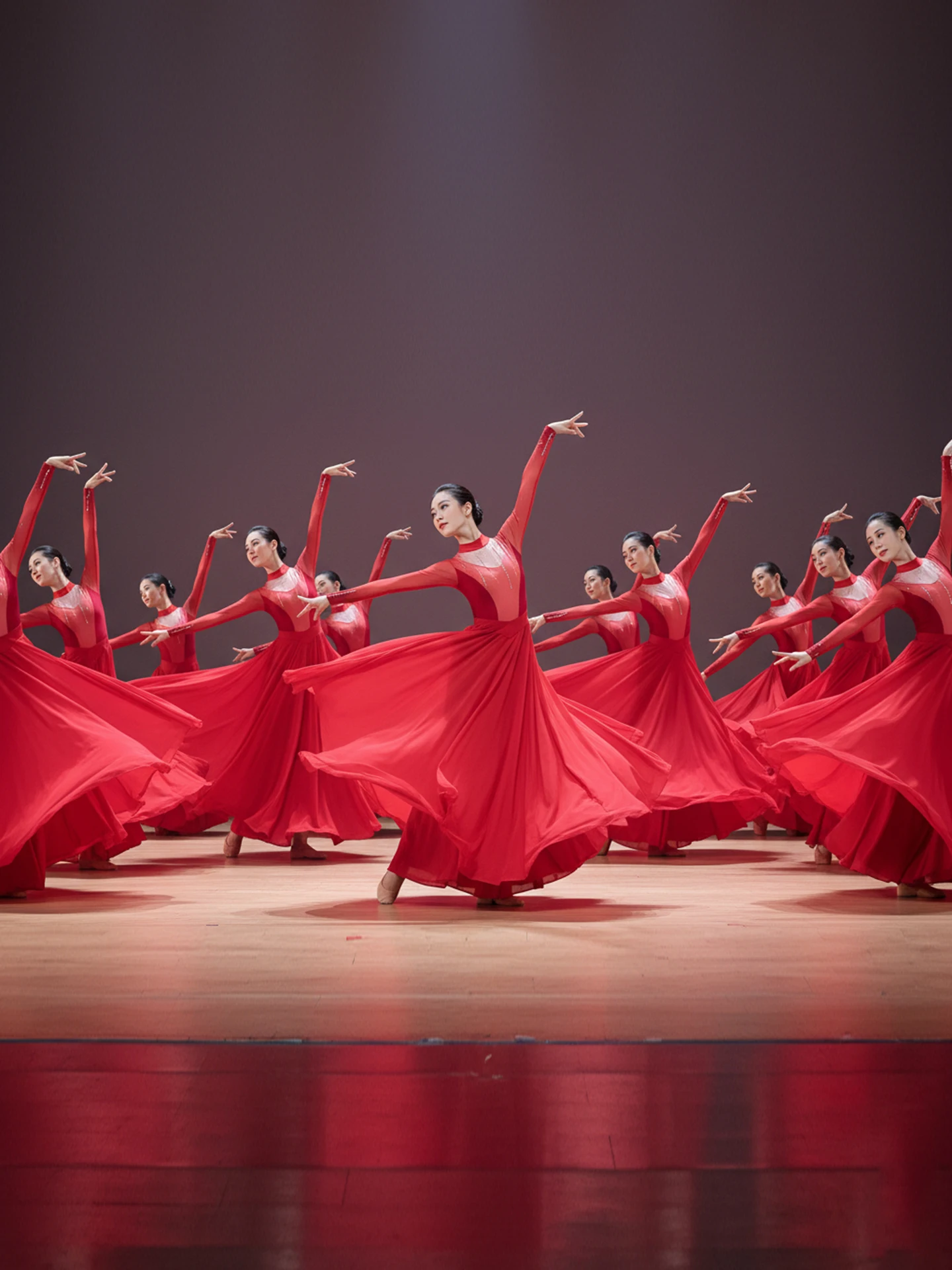 

Красный современный классический танцевальный костюм 2025 года, новая женская традиционная юбка-тюльпан для выступлений, с большим оборчатым подолом