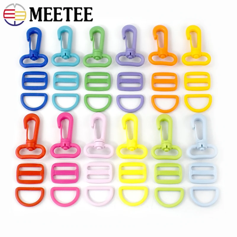 2/5Sets Meetee 20/25mm Bag Buckle Plastic D Ring Slider Tri-Glide for Handbag Strap Adjuster Clasp Lobster Snap Hook Accessories