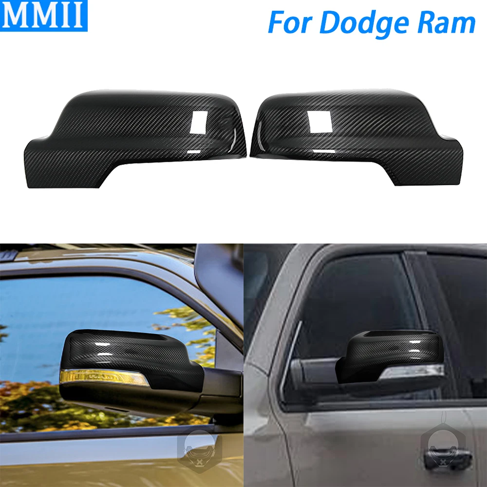

For Dodge Ram 1500 TRX 2019-2024 Real Dry Carbon Fiber External Rearview Mirror Panel Cover Trim Car Modification Accessories
