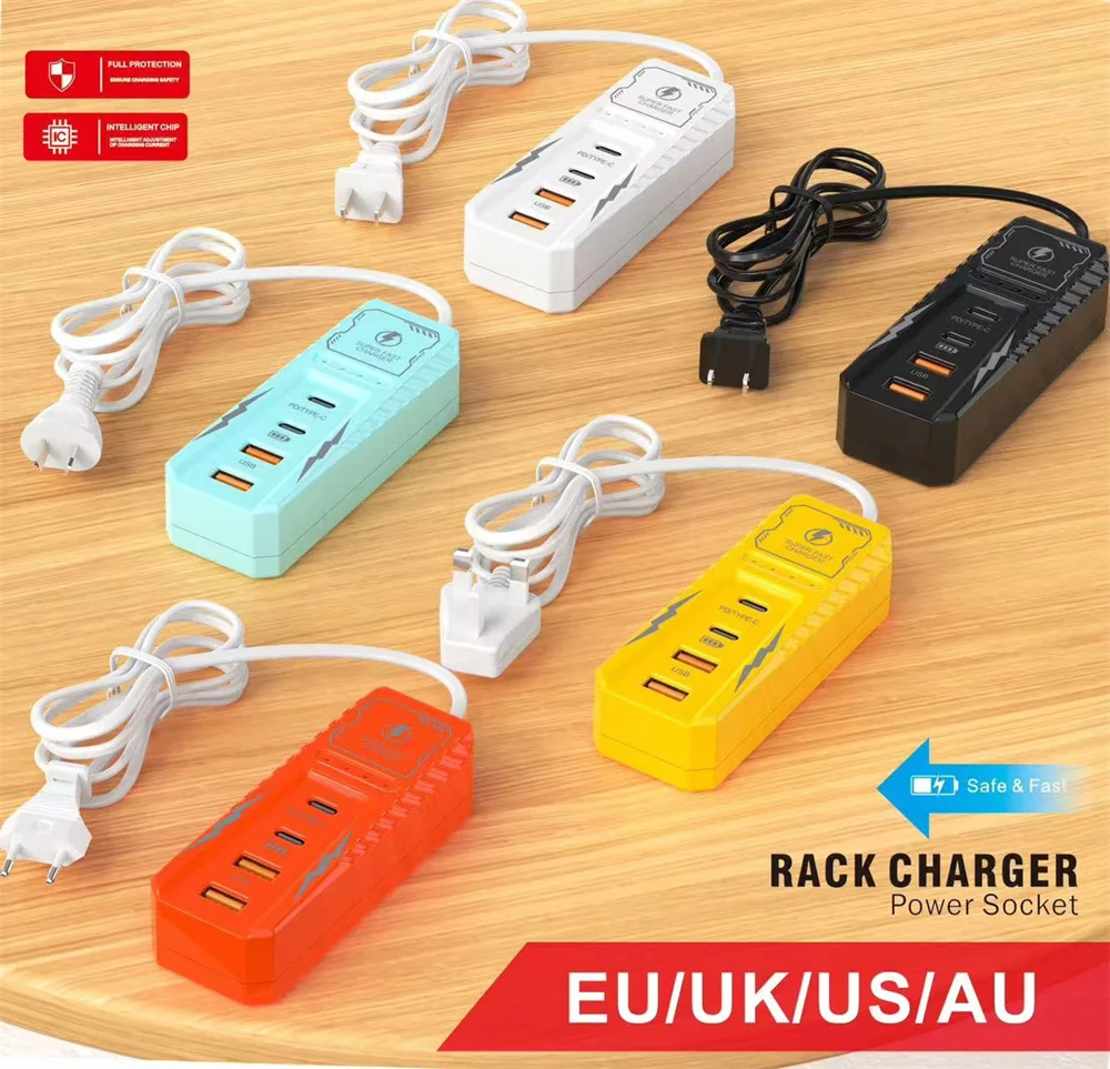 Multi Ports USB Charger Socket PD Type C Fast Charging Charger Wall Adapter Power Strip Quick Charger For iPhone Xiaomi Samsung