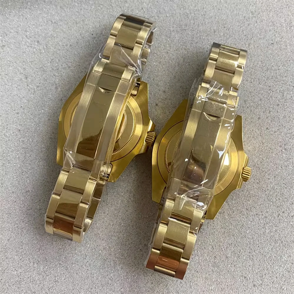40mm PVD Gold Stainless Steel Watch Case Watchband, Sapphire Glass Case NH35 Strap for NH35 NH36 Movement Watch Shell + Bracelet