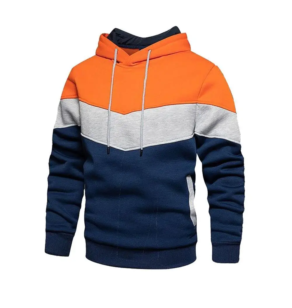 

New Men's Patchwork Hoodie Outdoor Casual Sportswear Street Fashion Men's Fleece Warm Hoodie