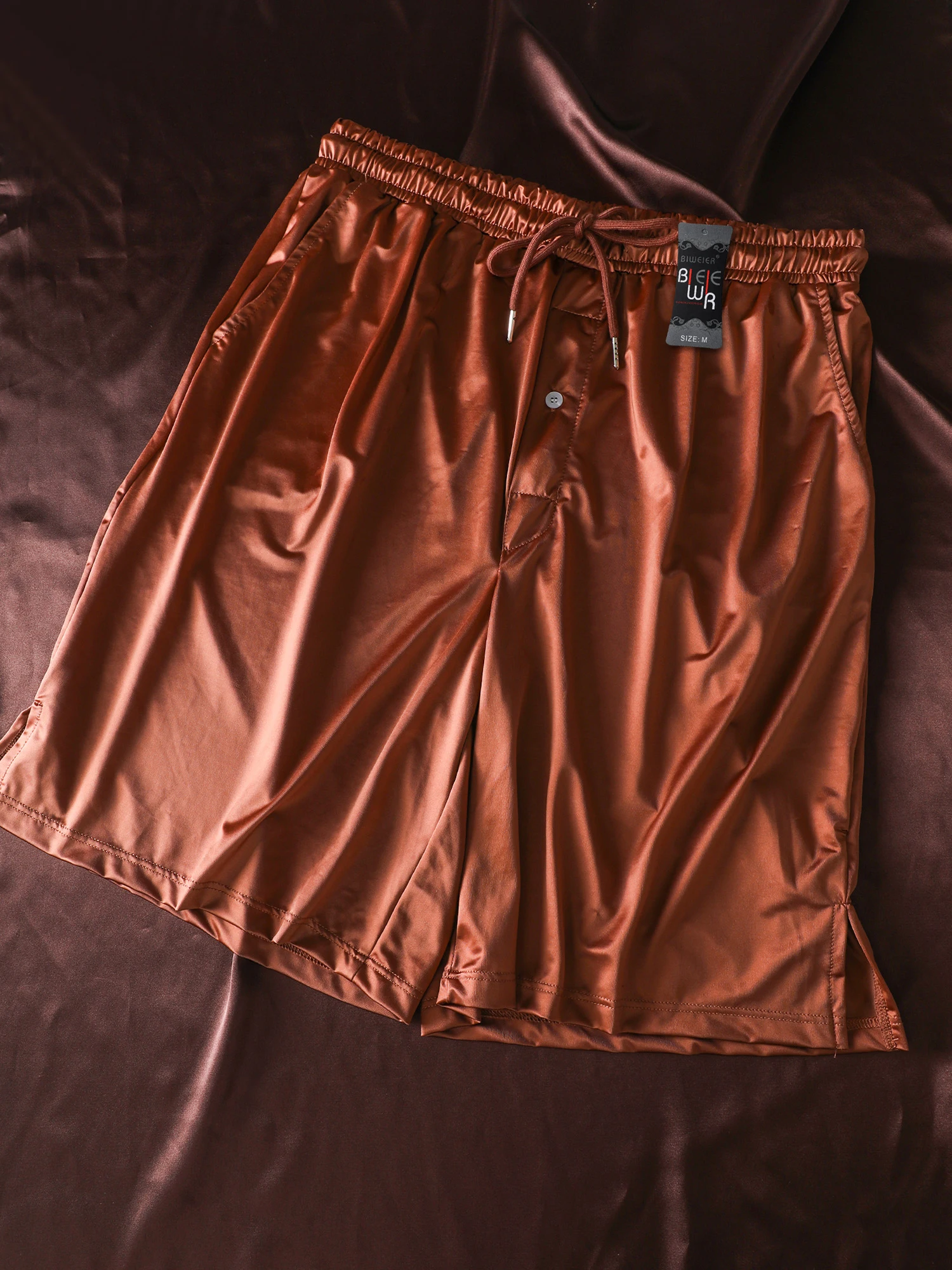 Luxury Satin Sleep Pants, Ice Silk Breathable Comfort, Drawstring Pockets, Ideal for Home and Vacation, Men's Gift