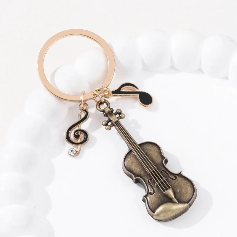Classic Violin Notes Enamel Keychain Musical Instrument Music Key Ring Good Gift For Friends Musician Handmade Jewelry Set