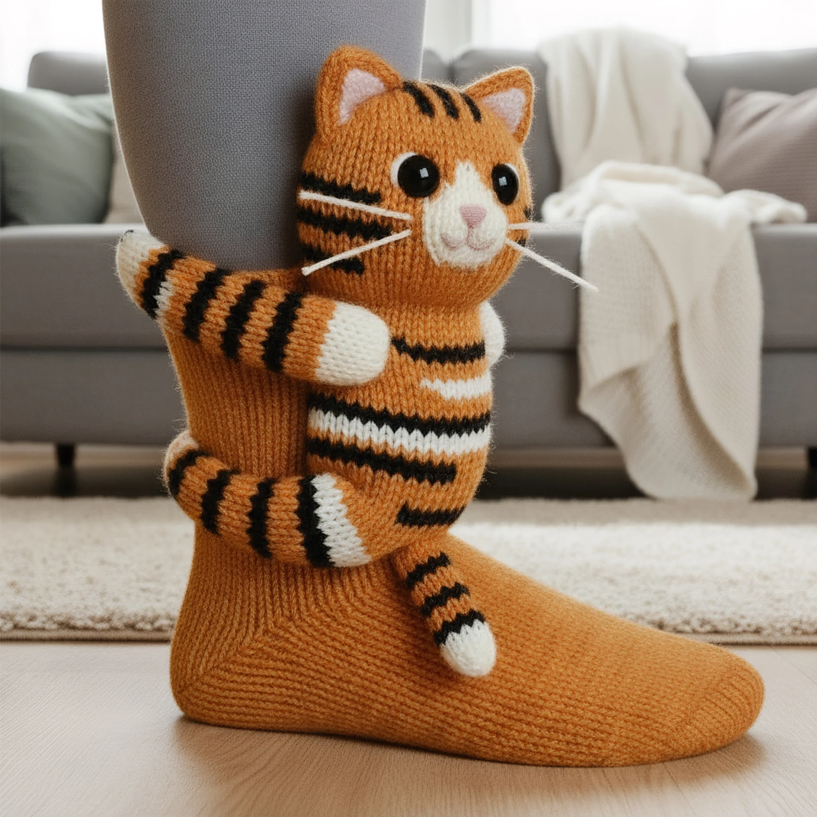 3D Knitted Animal Cute Socks Cozy Fuzzy Thick Warm Plush Kawaii Socks for Women Teens Kids Home Winter Holiday Christmas Gift view 5
