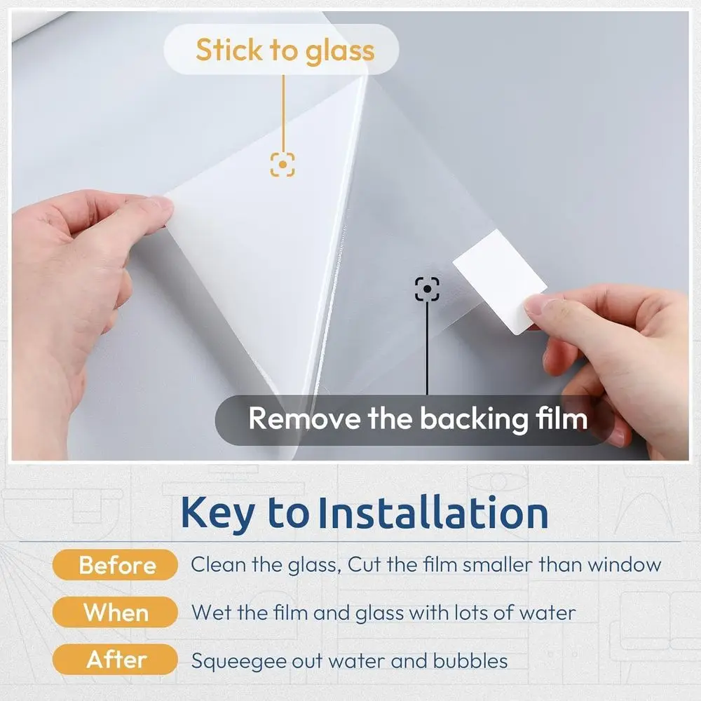 Roasted Glass Window Privacy Film Bathroom, White, 17.5 x 78.7 | Static Cling Peel & Stick Removable, Day & Night Opaque Frosted