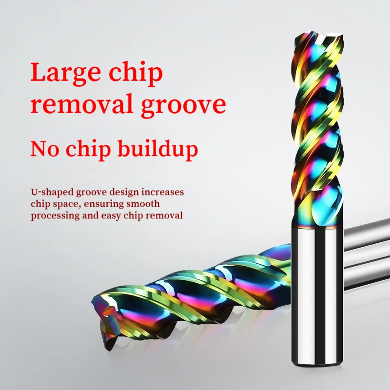 DLC Coated High Performance 3 Flutes End Mill HRC65 CNC Milling Cutter for Aluminum Tungsten Carbide