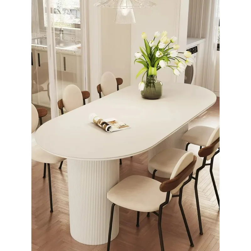 Factory Direct Compatible WithSolid Wood Rock Slab Dining Table Modern Simple Small Apartment Household Rectangular Dining Table