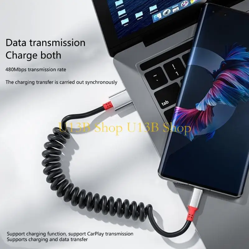 Fio USB 5A U13B 5A para Android Chofphone carga rápida C Cabão transferência dados USB C