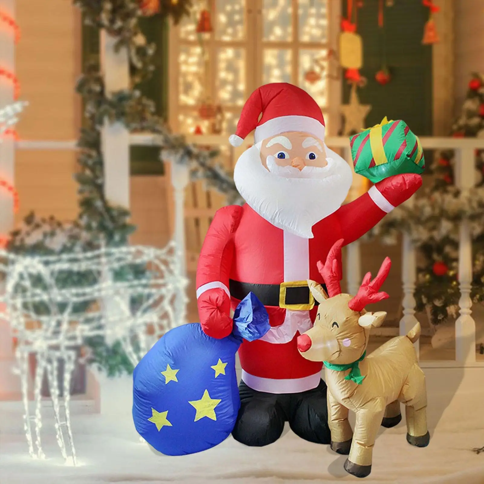 6ft Kerst Kerstman Opblazen Decoratie EU 220V Schattig voor Veranda Gazon