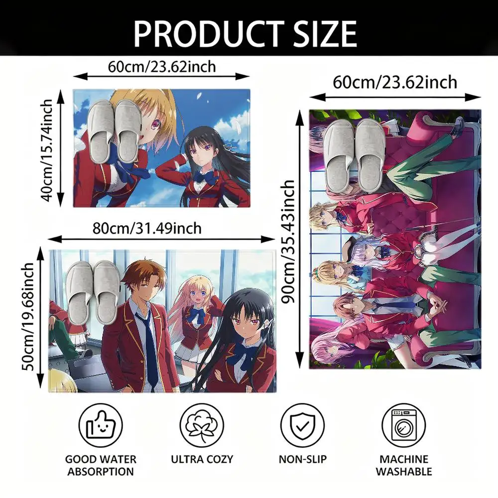 Anime C-Classroom of the Elite Floor Mat Soft Non Slip for Entry Door Bathroom Indoor Home Decorative Carpet