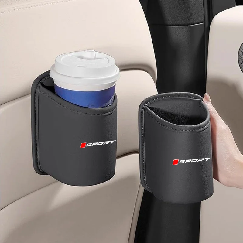 Red Dot Sport Style Design Hanging PU Leather Car Cup Holder Car Water Bottle Storage Organizer for Milk Tea Thermos Bottles