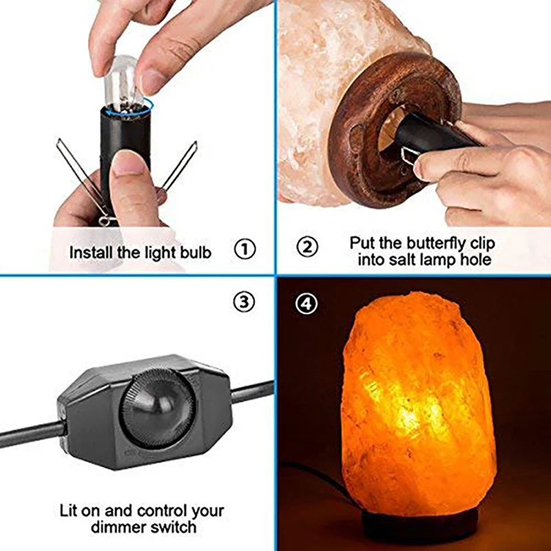 For Salt Rock Lava Lamp 1.5M Power Cord Cable With Dimmer ON OFF Switch Metal Clip E14 Base Hanglamp Holder Socket Plug