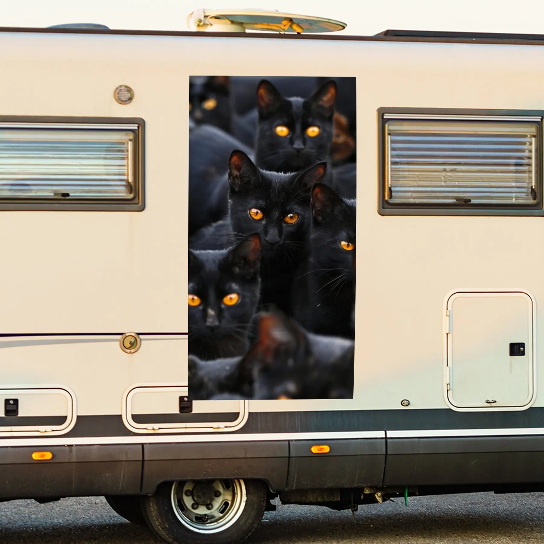 

Загадочная автомобильная наклейка «Черные кошки», виниловые наклейки для дома с мотором для украшения и защиты — водонепроницаемая самоклеящаяся виниловая наклейка, M