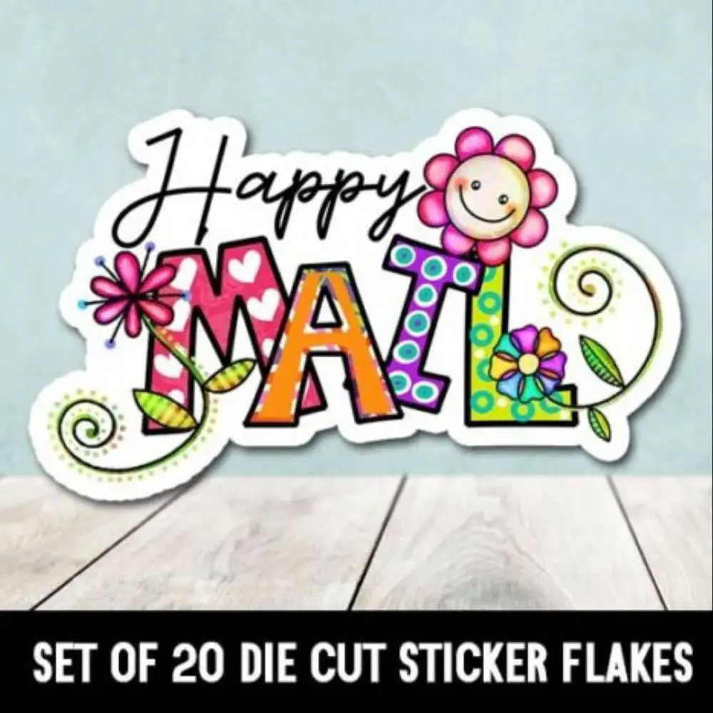 Happy Mail Word Art Die Cut Stickers Happy MailSet Of 20 Waterproof Stickers For Decorating Car Windows