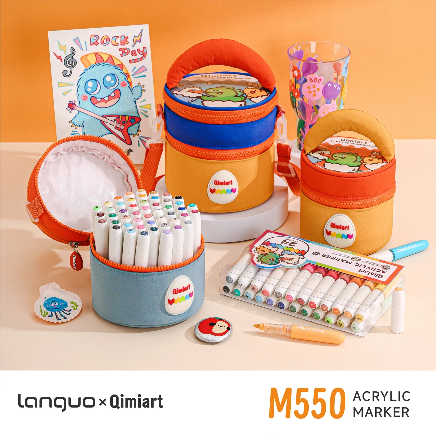 

Набор акриловых маркеров Blue Fruit Co-Branded Qimi Art M550 для детей, моющийся набор для рисования в форме яйца, 24/36/48/60 цветов, доступны различные варианты, художественные принадлежности для школьников, маркеры для граффити на различных материалах,