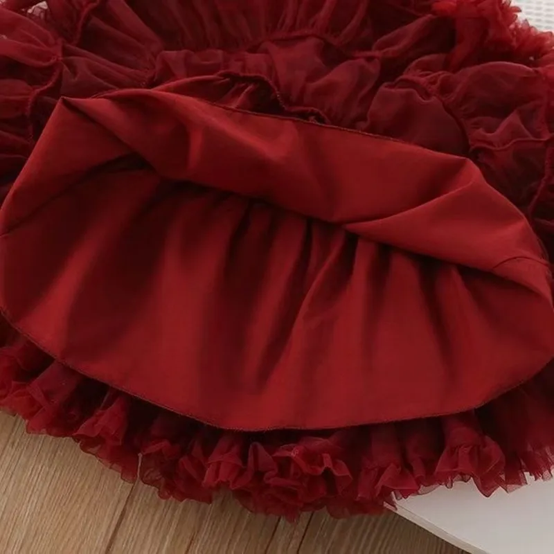 New Autumn Winter 2-6Y Knit Sweater Set Kids Sequin 2 Piece Outfit Pullover Top Tutu Skirt for 90-130cm 6