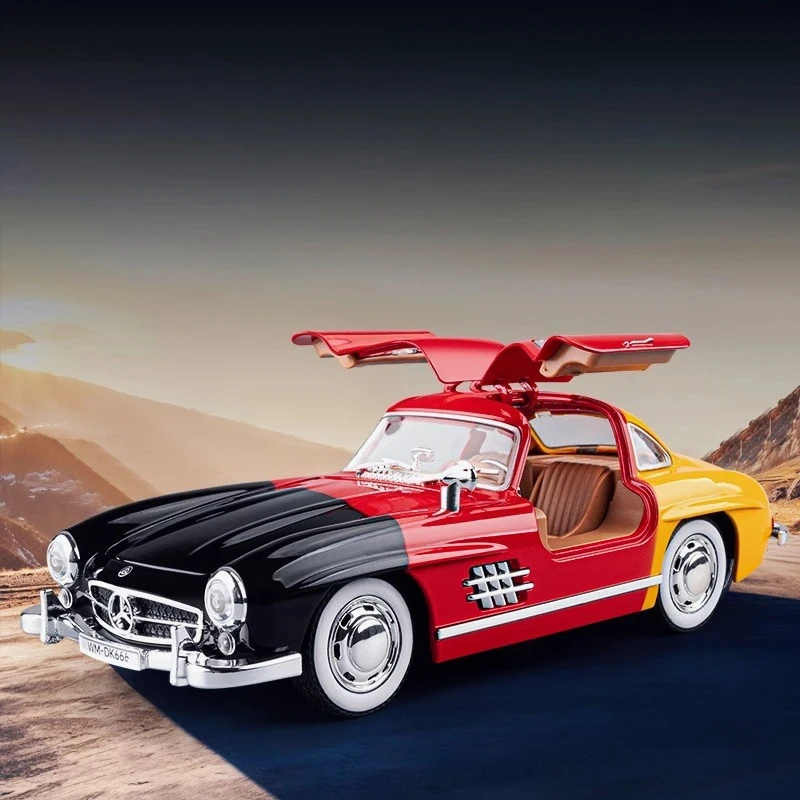 1: 22 Merce B 300SL Simulation Vintage Car Model, Sound and Light Feedback Open The Door, Toy Car Ornament, Birthday Gift