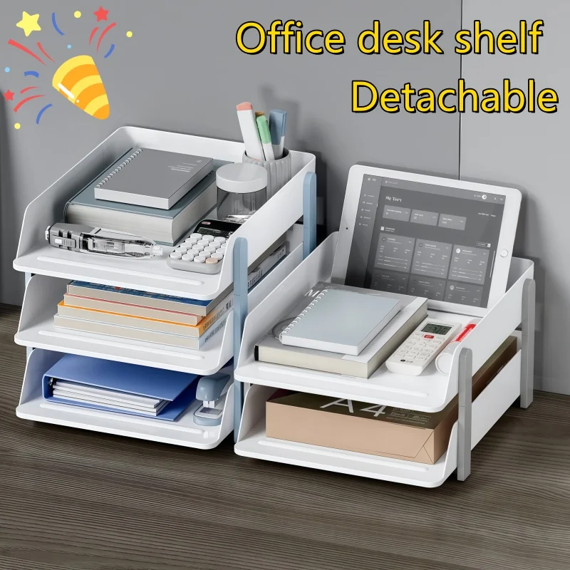 Detachable Desktop Organizer Stackable File Rack Office Storage Holder Multi Layer Paper Tray for School Home Stationery