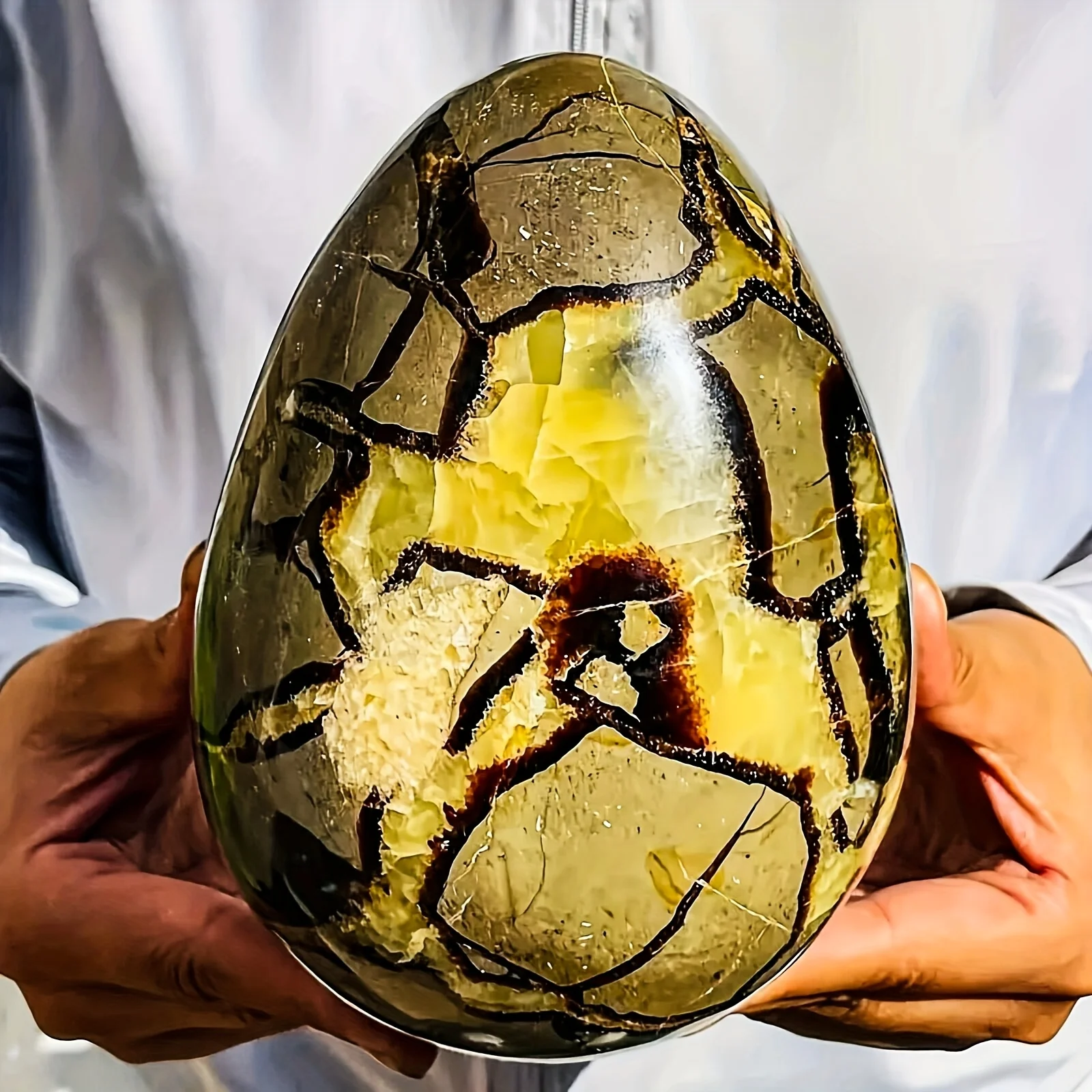 

1pc Rare Natural Septarian Crystal Egg, Dragon Egg Statue, Ideal for Home Decor & Unique Holidays Gift, Crystal Collectors