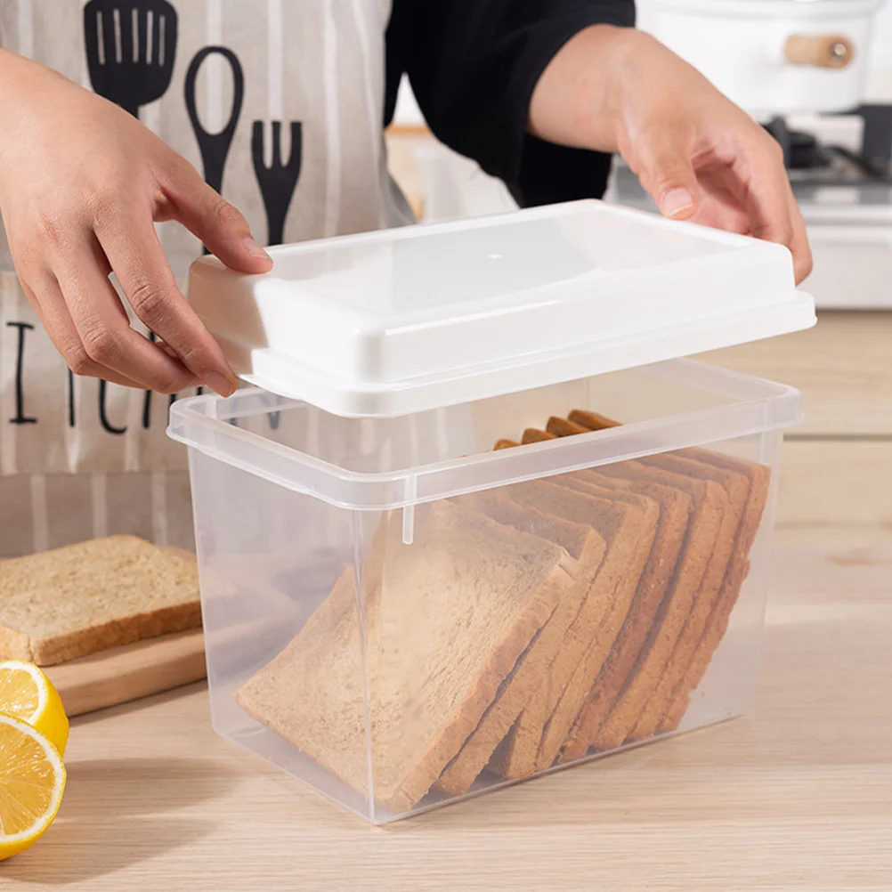 

2Pcs Toast Storage Container Plastic Bread Bin with Lid for Tabletop Use Keeps Bread Clean and Fresh Long Term Storage Solution