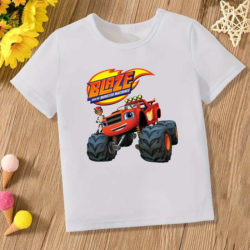 

"Blaze" Off-road Vehicle Round Neck T-shirt The Monster Machines Tees Tops Causal Soft Comfortable Boys And Girls Summer Clothes