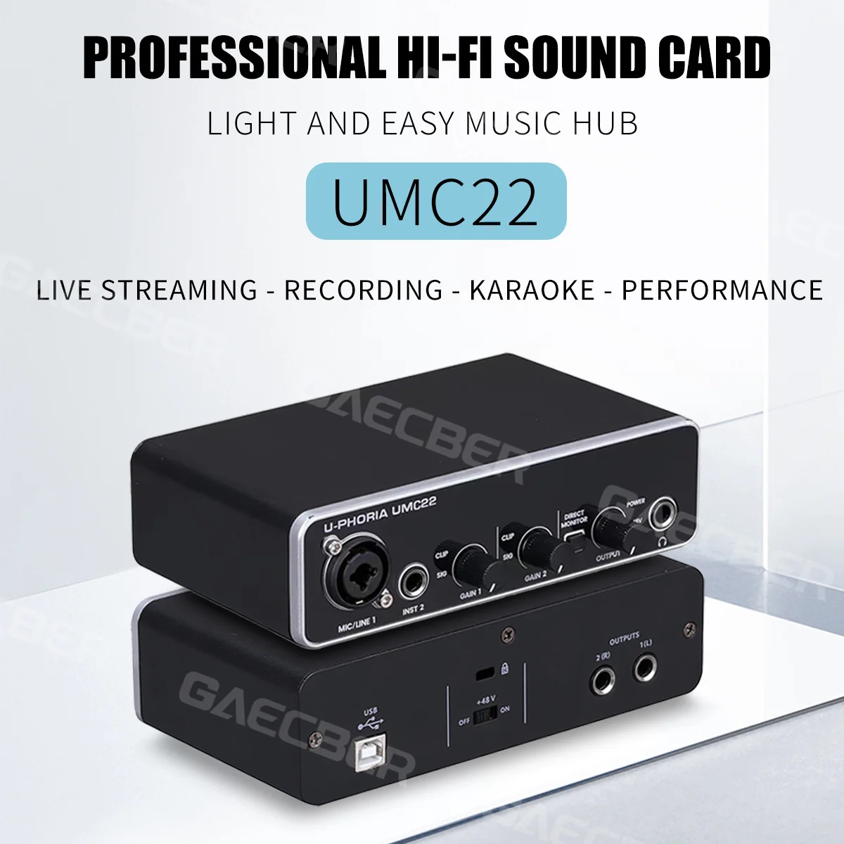 Audio Interface UMC22 Professional Sound Card with Monitoring Electric Guitar Live Recording For Studio Singing Micro