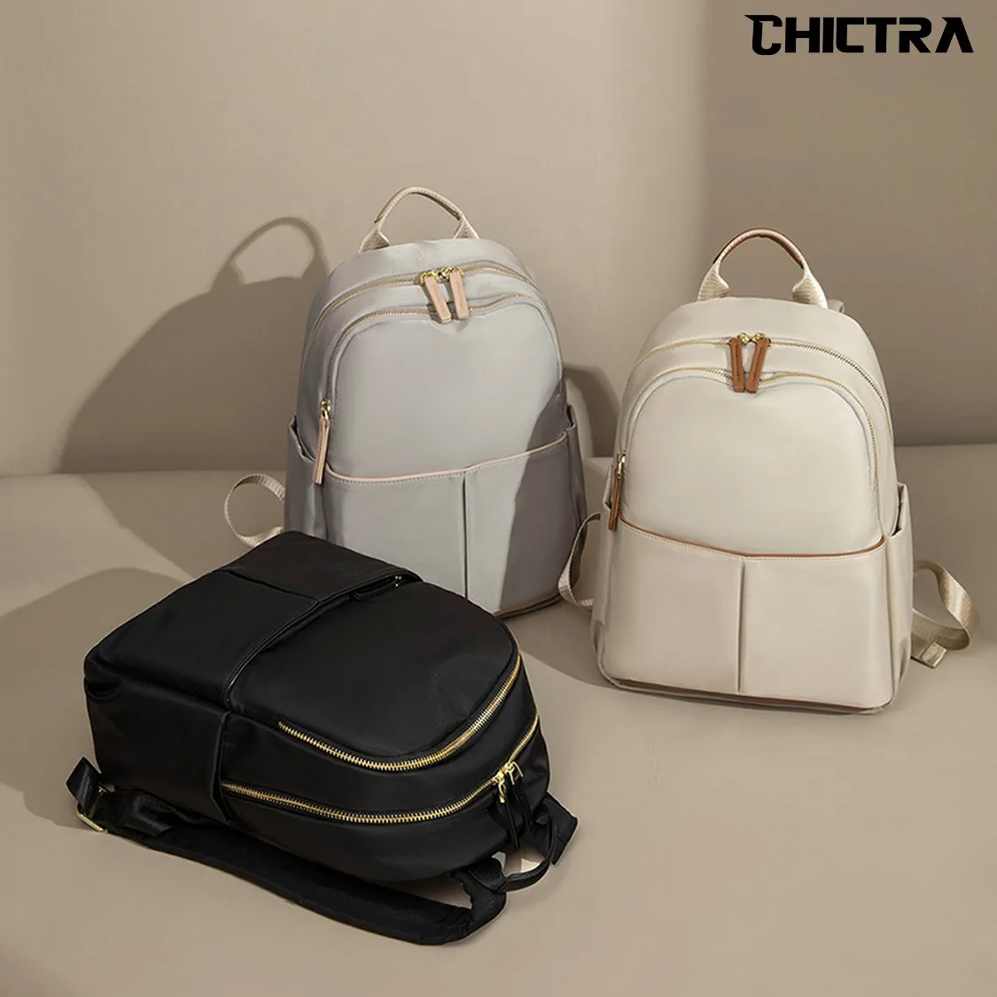 CHICTRA Fashion Backpack Bags for Women Casual Style Lightweight Girl\'s Bookbags Simplicity Solid Color Portable Cabin Travelbag
