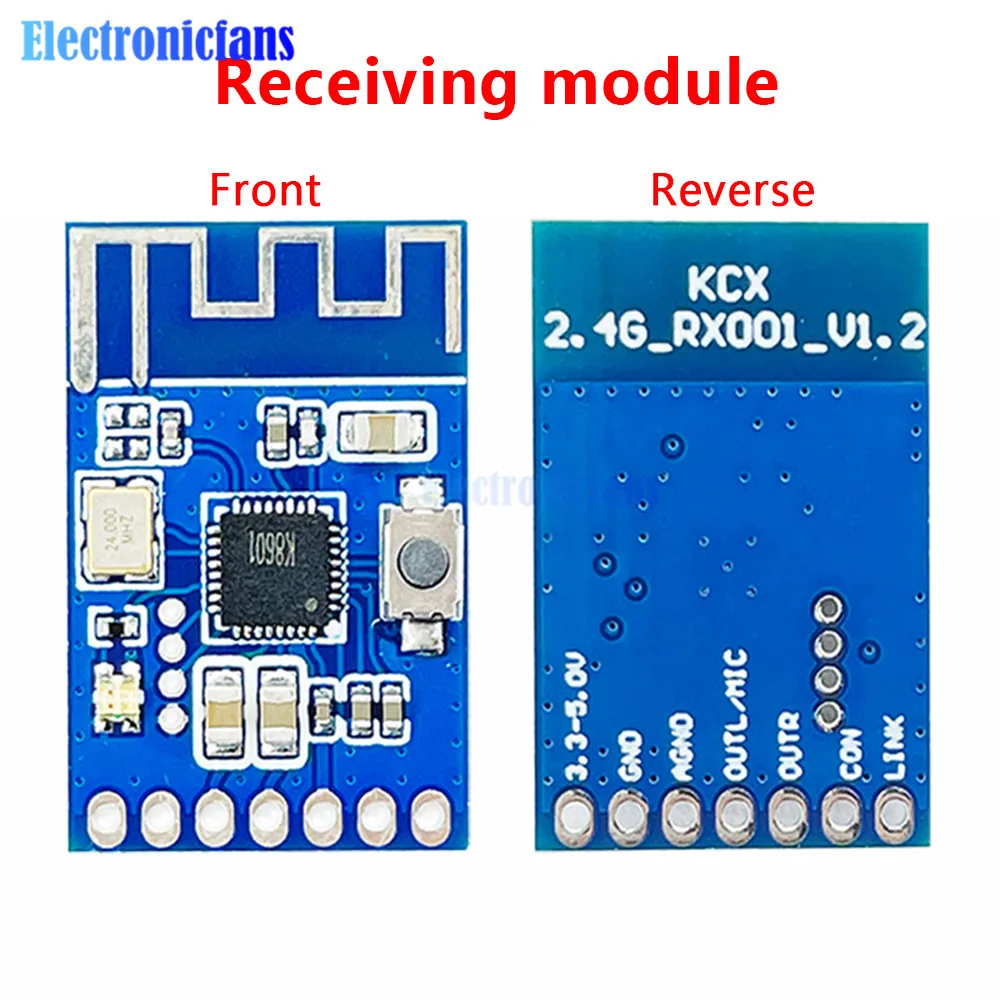 2.4G Wireless Microphone Audio Signal Transmitter Receiver Module 20Hz-20KHz RF Transceiver Board Module PCB Onboard Antenna