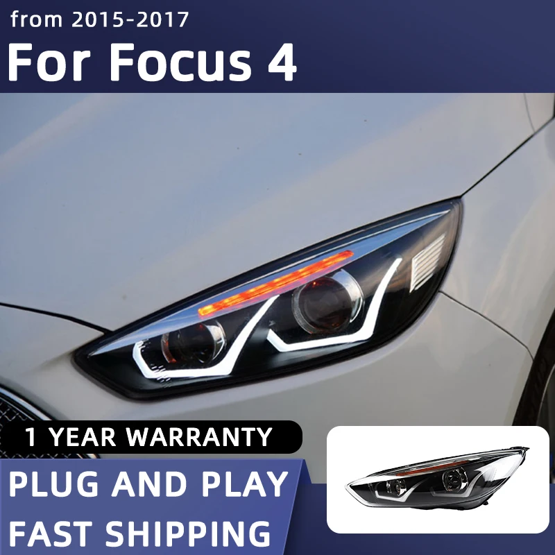 Car Styling Headlights for Ford Focus 4 LED Headlight 2015-2017 Head Lamp DRL Signal H7 D2H Hid Option Angel Eye Projector Lens