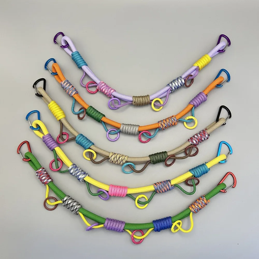Cordon décoratif extensible pour sac à dos d'extérieur avec mousqueton, corde d'alpinisme multifonctionnelle tressée à la main, imperméable et colorée