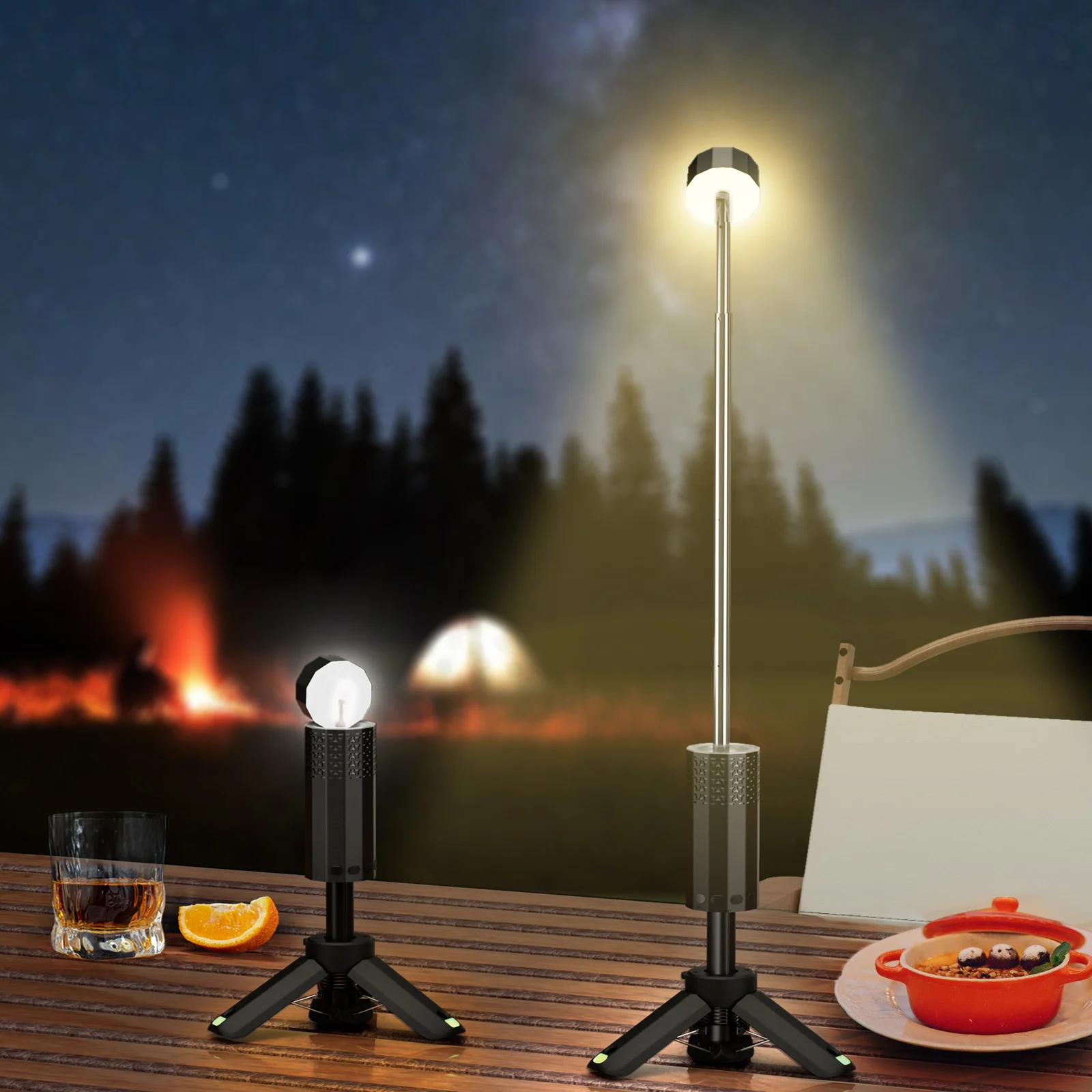 Lampada da campeggio esterna Lampada da campeggio per manutenzione a espulsione automatica da tre piedi, torcia portatile, sospesa e resistente ai falli