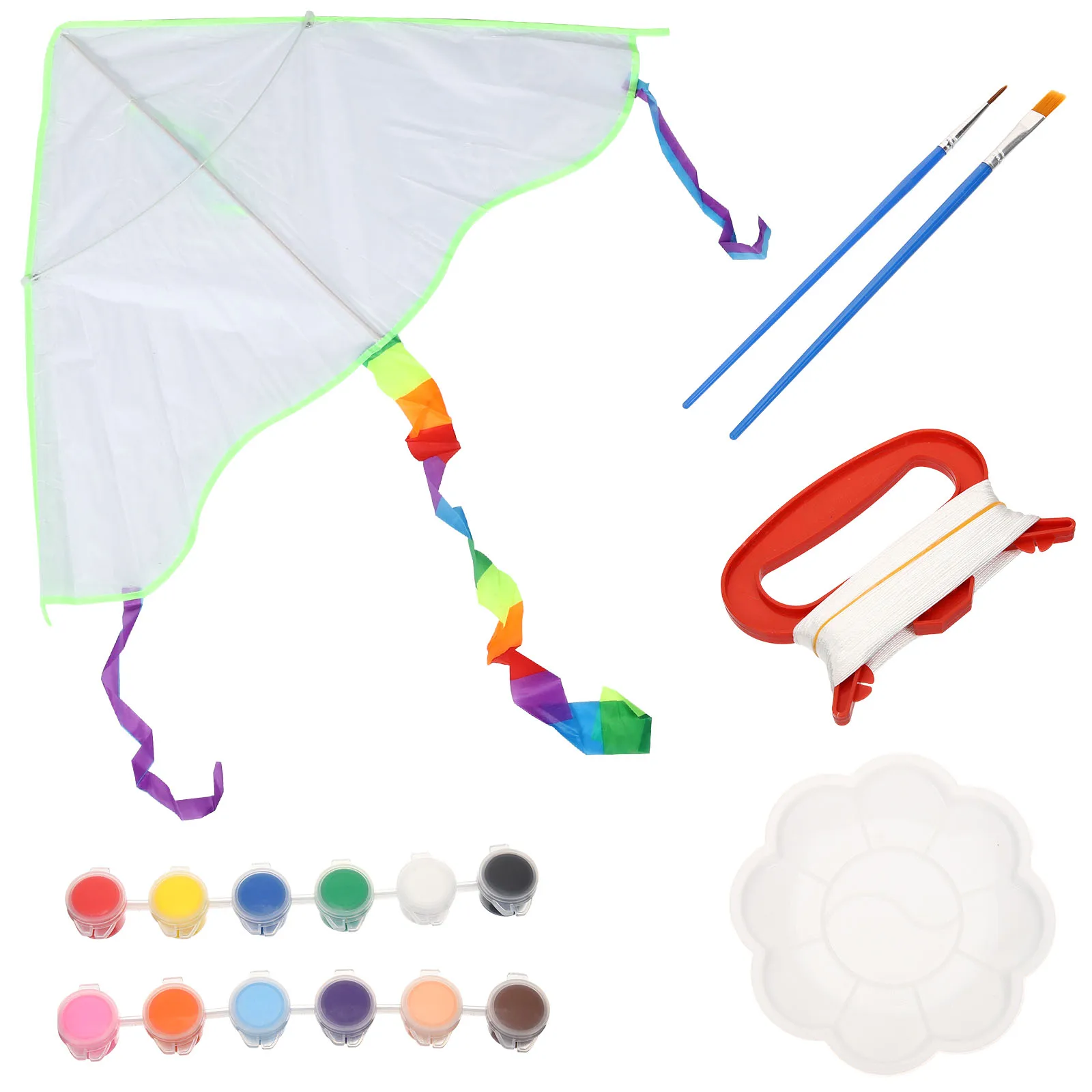 1セットDIY凧材料キット、子供向けブランク凧（4～8歳）、屋外で遊べるインタラクティブな描画クラフトセット、持ち運び可能な子供用アートアクティビティ