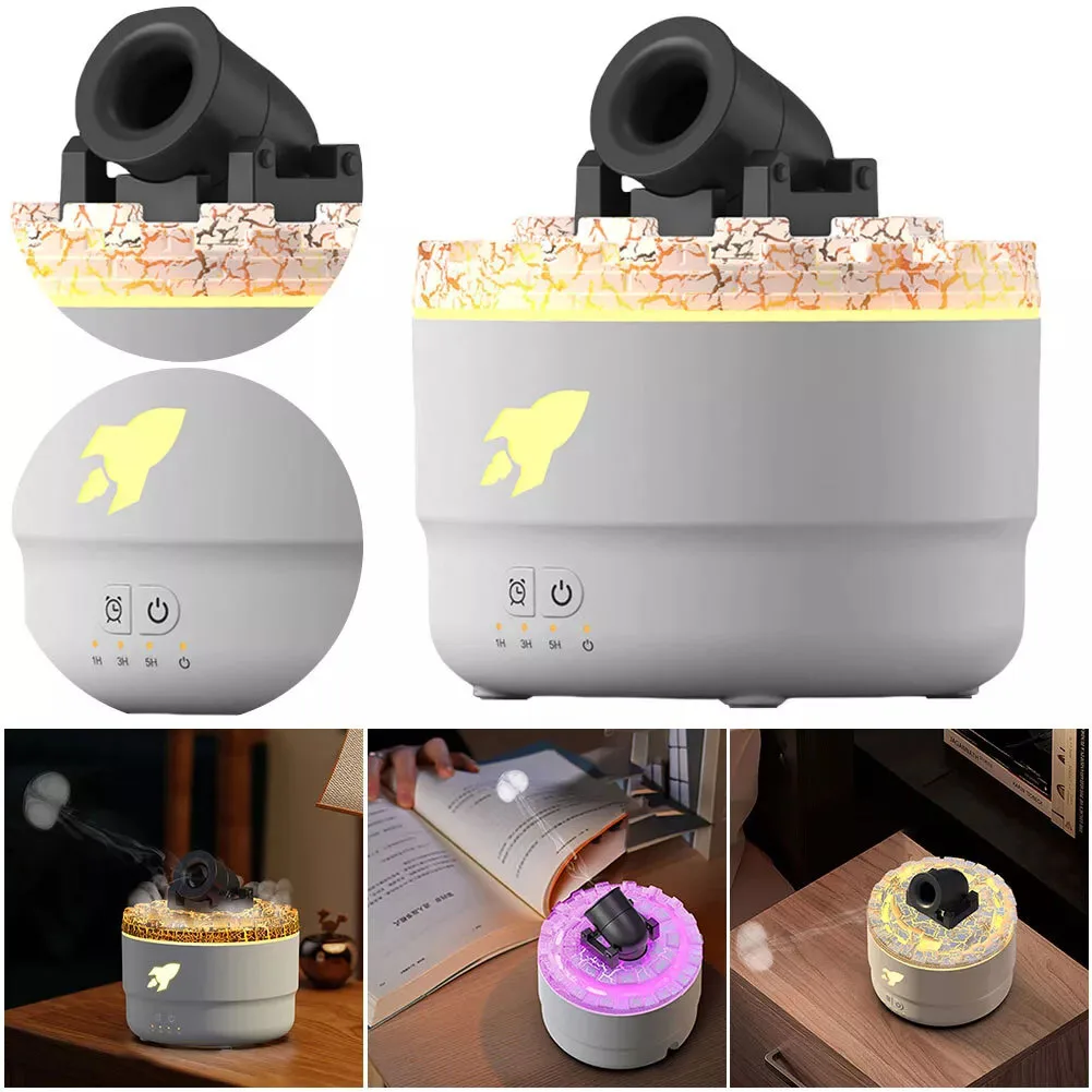Car Air Humidifier Volcanic Crack 7Color Light Cannons Humidifier Essential Oil Diffuser Aroma Humidifier For Car Bedroom Decor