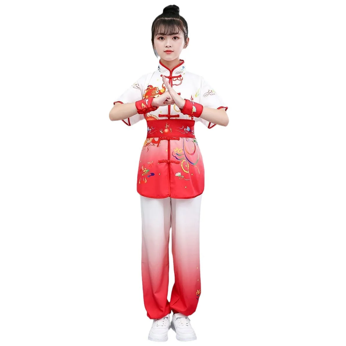 Traje chino de artes marciales para niños, traje tradicional de tai chi, wushu, kung fu, traje de rendimiento vintage con estampado de dragón, 2024