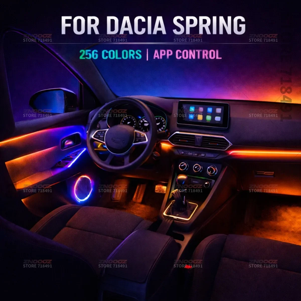 22in1 RGB Car Interior Acrylic Car Ambient Lights RGB Hidden Acrylic Strip Decoration Atmosphere Accessories For Dacia Spring
