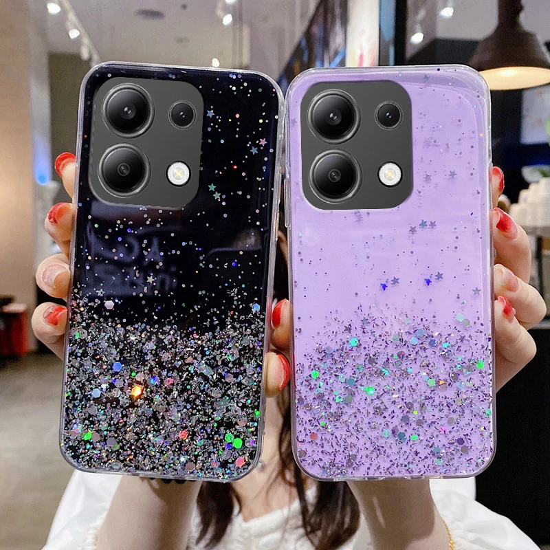 Étui à paillettes de luxe pour Xiaomi, coque en cristal souple, Redmi Note 13, 13Pro Plus, 12, 12C, 12S, 11, 11S, 10A, 10C, POCO X6, M6 Pro