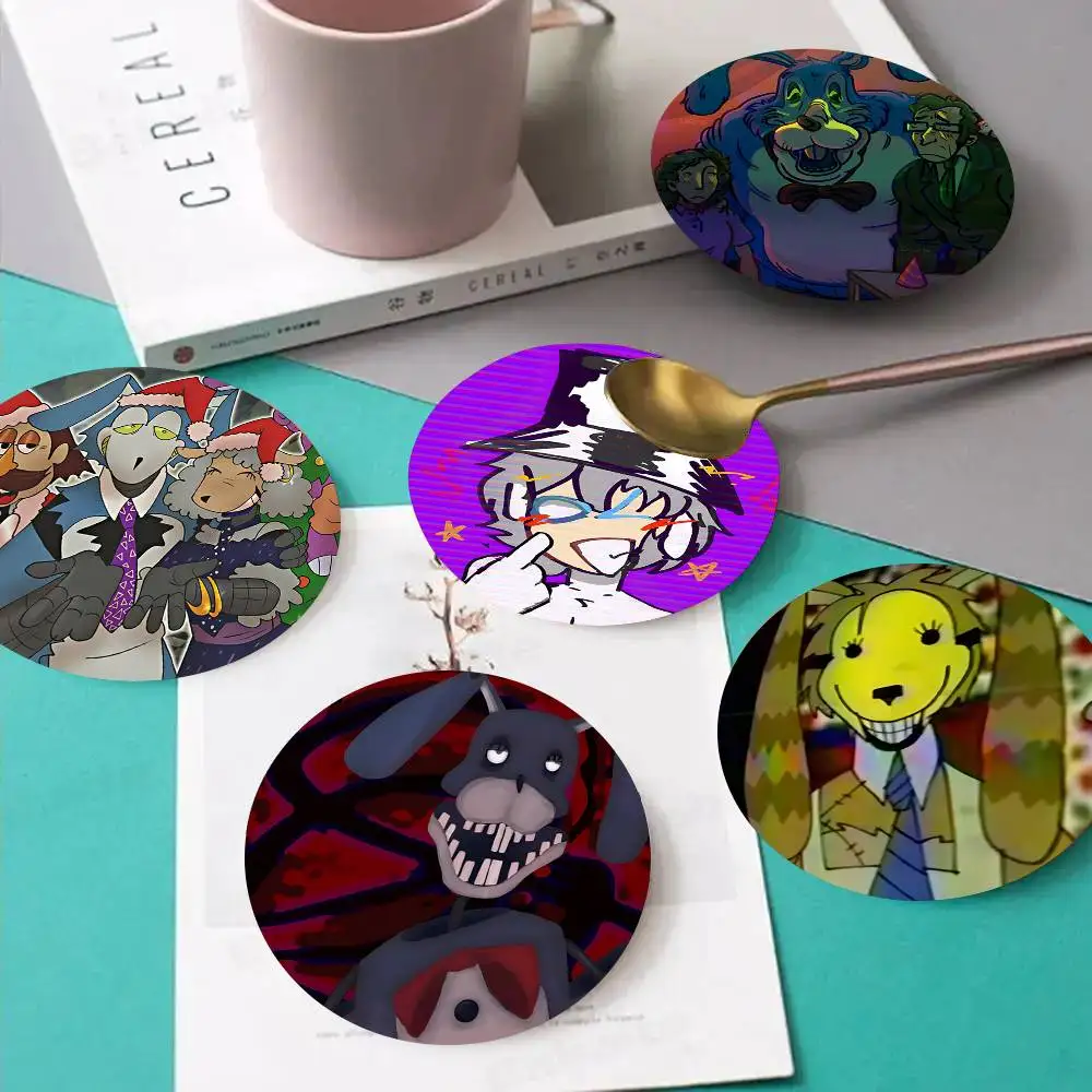1pc Horror Game The Walten Files Wooden Coaster Colour Printing Cup Mat Home Desk Decoration Gifts