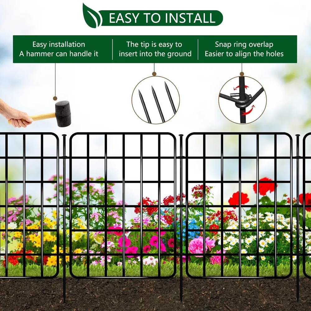 30ft x 17in No Dig Garden Fence, 28 Panels Rustproof Metal Border for Flower Bed, Yard, Pet Barrier view 5
