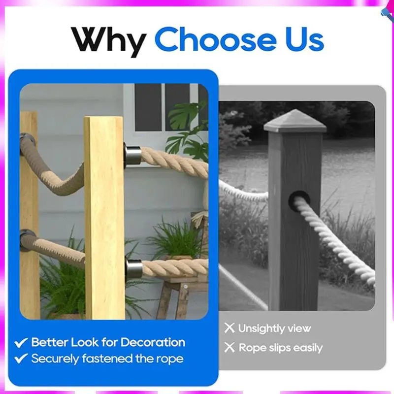 N96R Black Rope End Snap With Screw Securing Rail Support Cap 4-Pack For Hemps Fencing Stair Deck Railing Kit