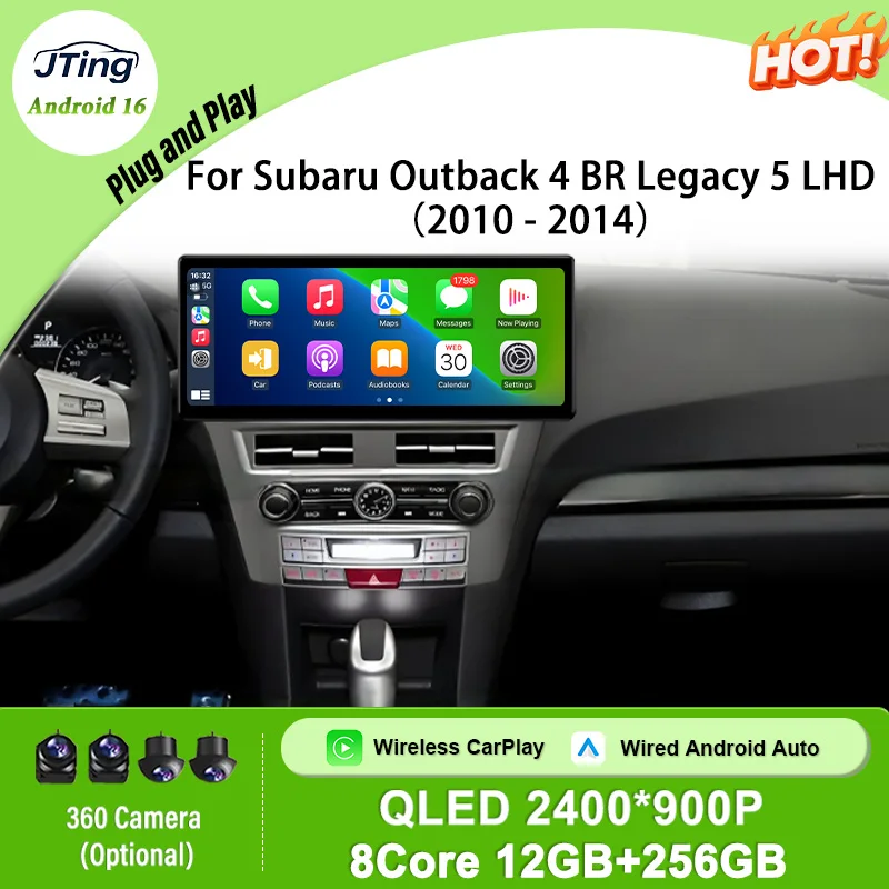 for Subaru Outback 4 BR Legacy 5 LHD 2010-2014 Car Radio 12.3 inch QLED IPS GPS Navi Wireless CarPlay Android Auto DSP Android16
