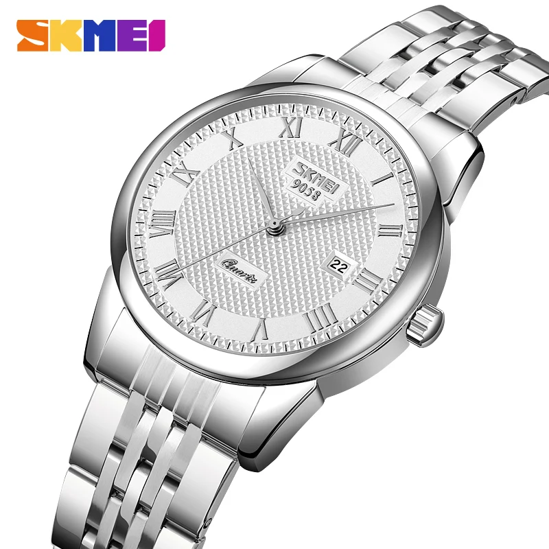 SKMEI Fashion Luxury Design 3Bar Waterproof Time Date Wristwatches Business Quartz Movement Watches For Men Women Simple Watch