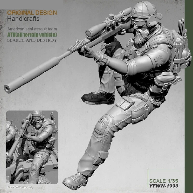 

1/35 Us Handsome Sniper Soldier Resin Model Figure Gk Micro Miniature 3d Printed White Model Toy Unassembled And Unpainted Kit