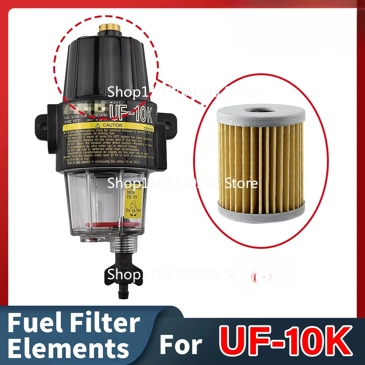 UF-10K Fuel Filter Element Water Separator Assembly Elements UF10K Outboard Motor Boat Engine Honda Yamaha Suzuki Mercury