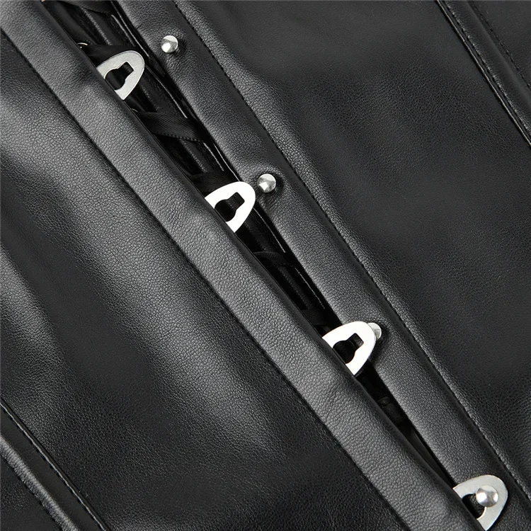 Leather Underbust Corset Top with Straps Sexy Women\'s Waist Cincher Corselet Vest Lace Up Gothic Punk Corsets Bustiers Plus Size