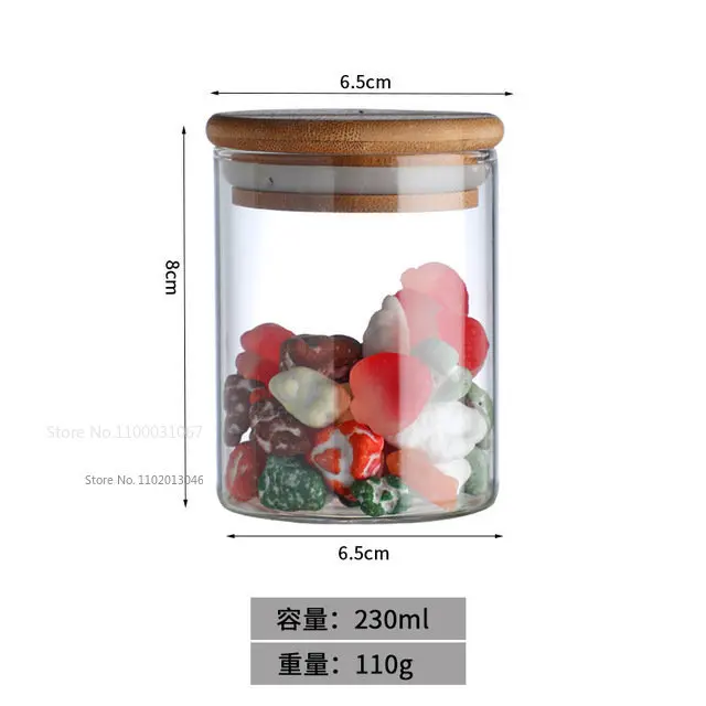 1/2/4/6PC Glass Jar With Lid Sealed Food Container Grain Coffee Tea Storage Decorative Glass Jar Tank Kitchen Accessories