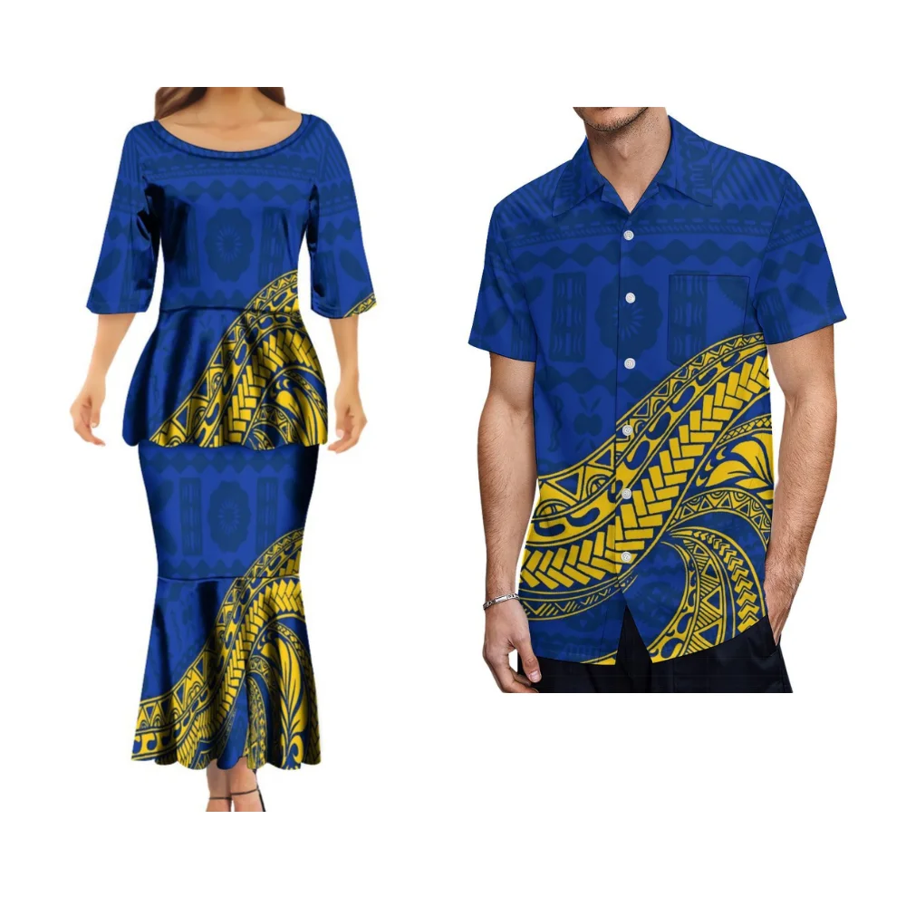 2024 nowy wzorzysty, polinezyjski, niestandardowy, letni Top z miękkiej tkaniny i pół spódniczka garnitur na wyspie Samoa