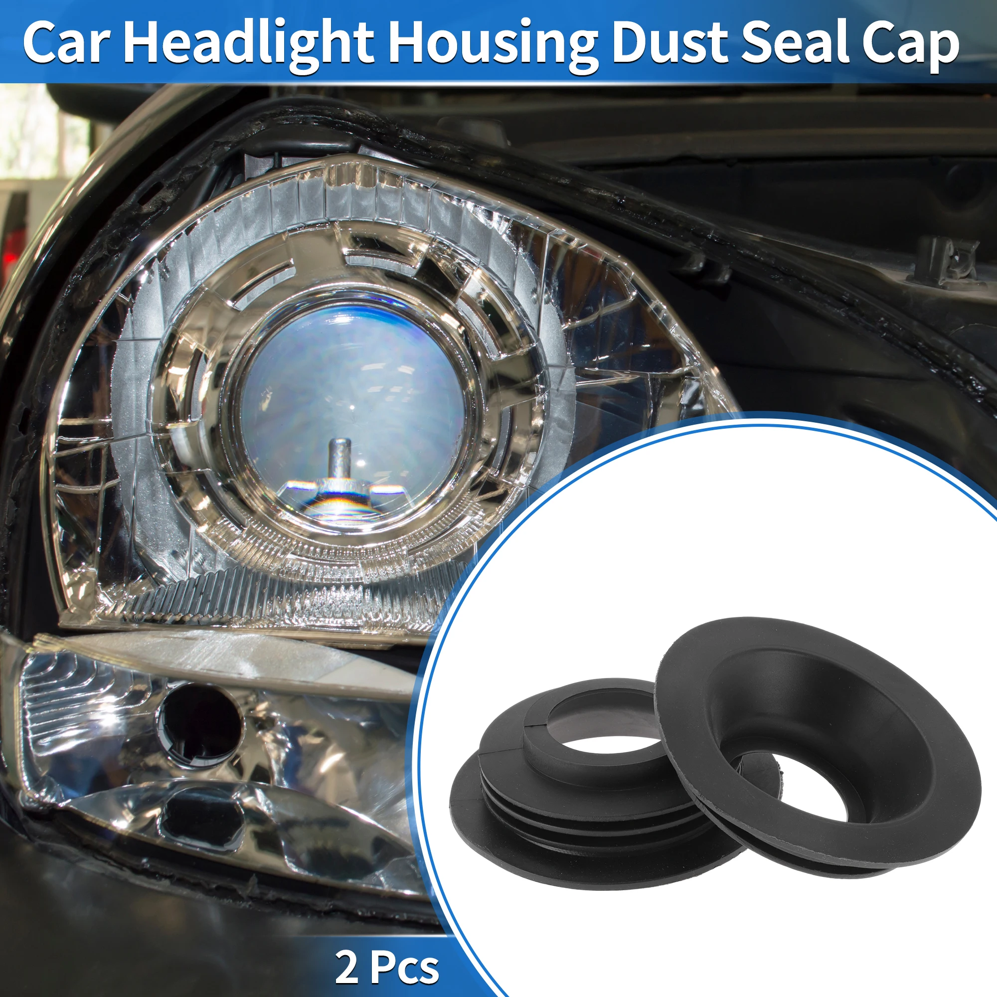 UXCELL 38mm Car Headlight Dust Cover F22B Open Cap Rubber Housing Dust Seal Cap 2 Pcs